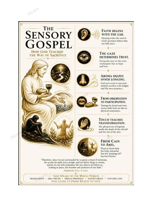 The Book of Sacrifice infographic page 5, a visual map tracing the common thread from Eden to the cross
